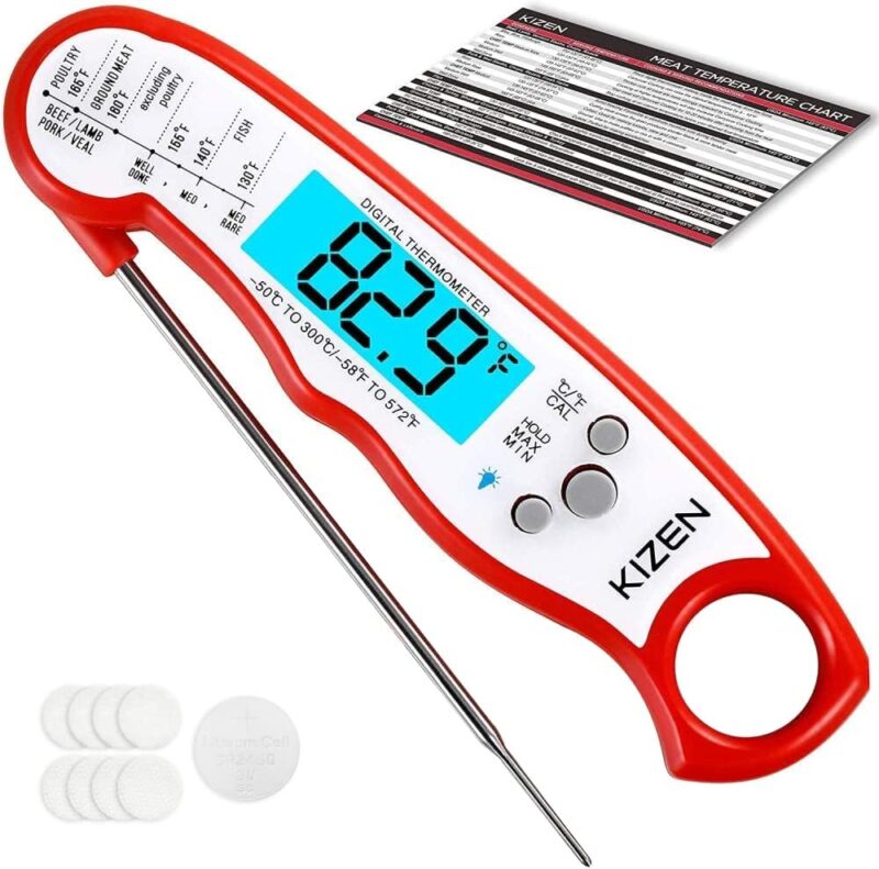 Kizen® Digital Meat Thermometer with Probe Red White