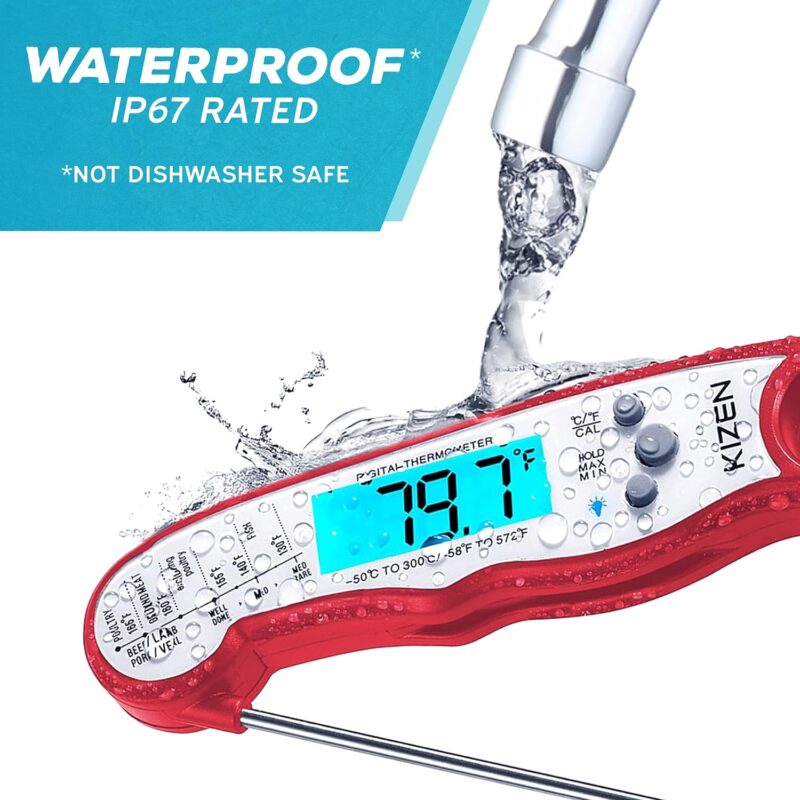 Kizen® Digital Meat Thermometer with Probe Red White