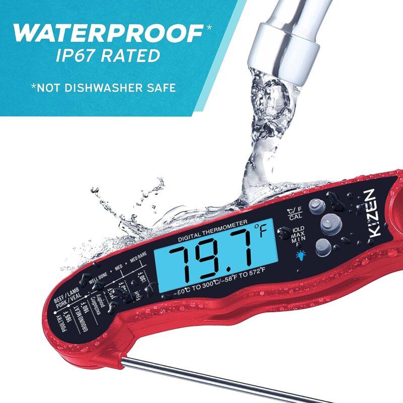 Kizen® Digital Meat Thermometer with Probe Red Black