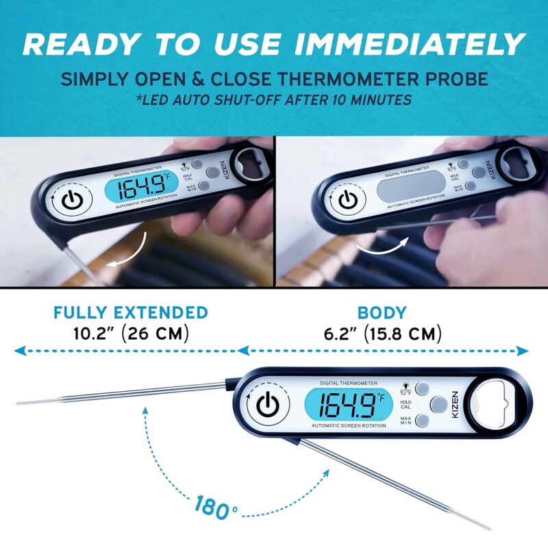 Kizen® IP100 Digital Meat Thermometer with Bottle Opener