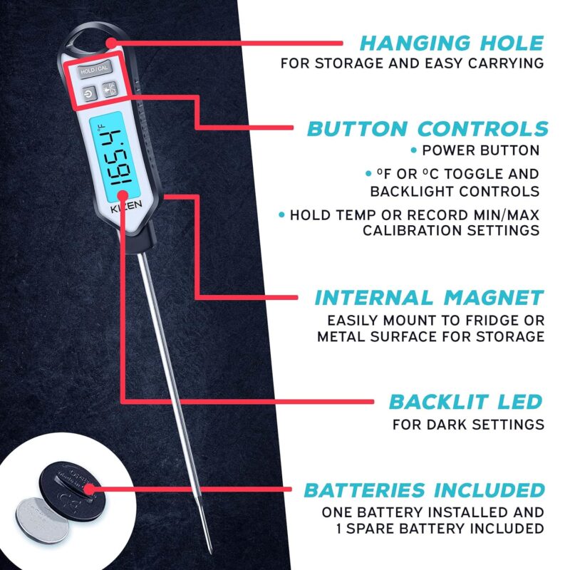 Kizen® IP109 Waterproof Meat Thermometer with Long Probe